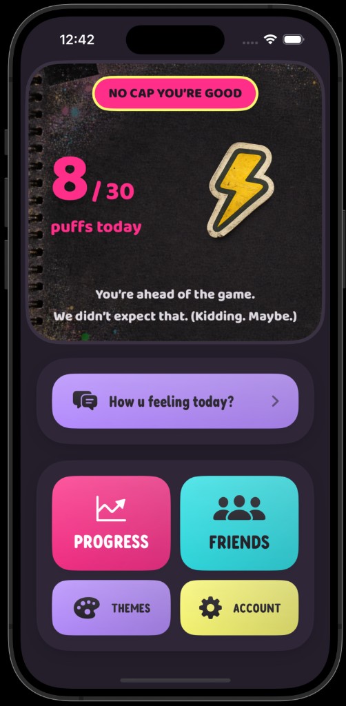 LaterVape app — dark grunge theme