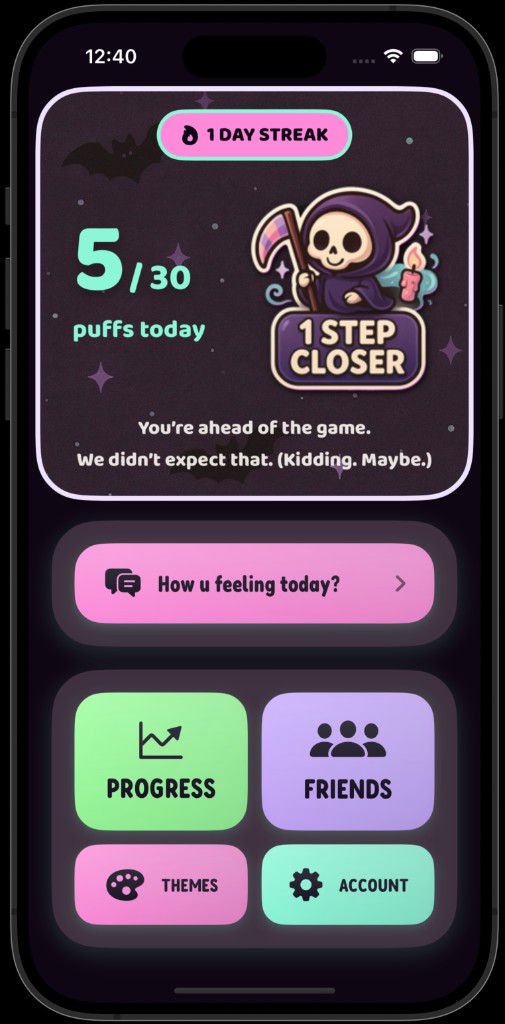 LaterVape app — Cutie Goth theme